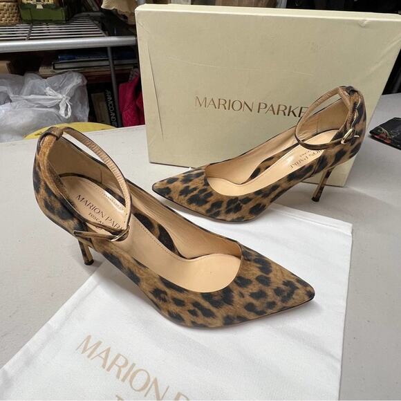 MARION PARKE TOSCANA Leopard ankle strap heels NWT SZ 7.5 - Picture 7 of 15